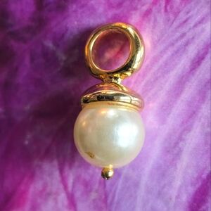 pendant white faux pearl gold tone metal charm pearlcore